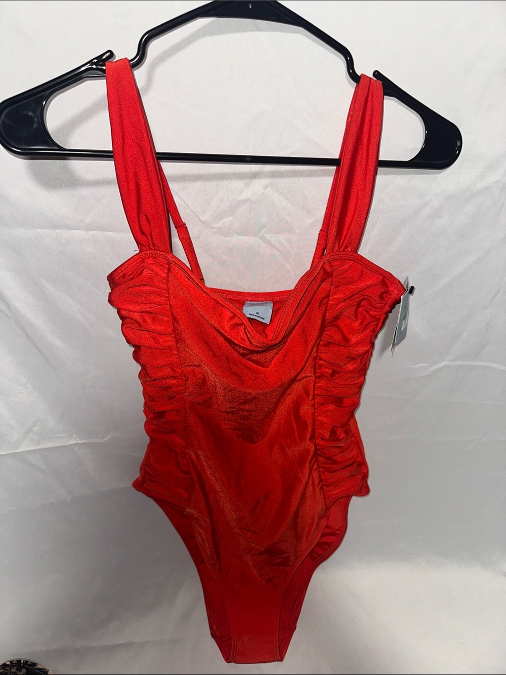 Shade & Shore Red Ruched One-Piece Swimsuit